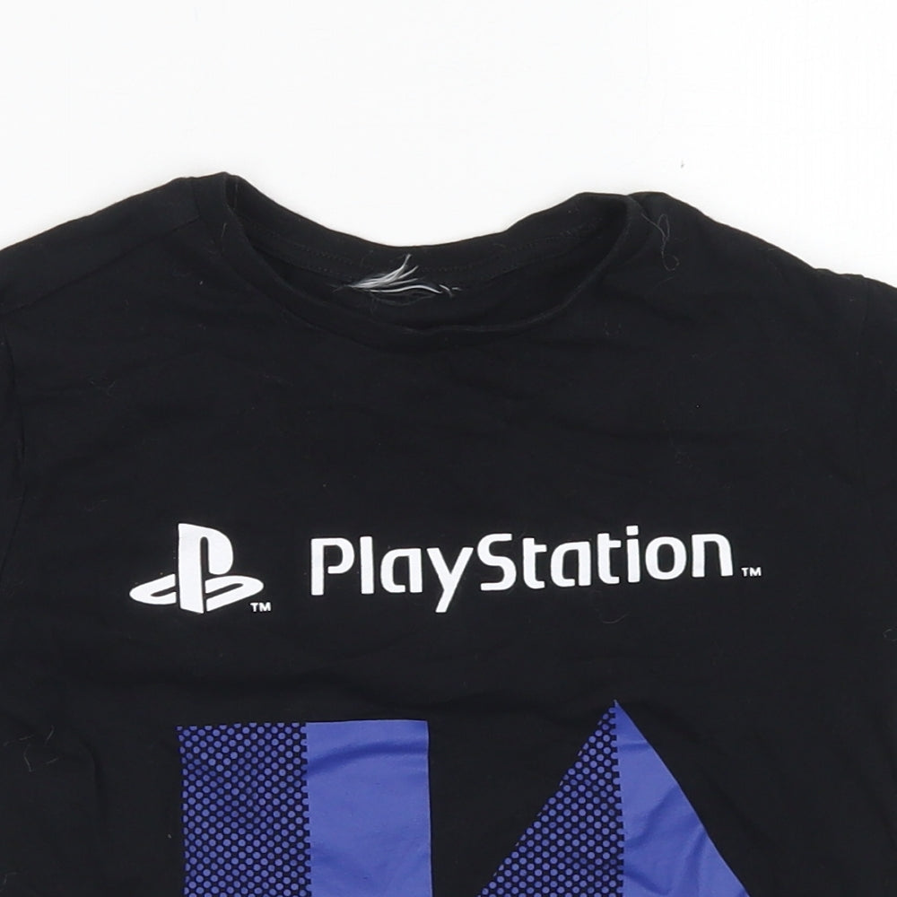 Primark Boys Black  Cotton Basic T-Shirt Size 4-5 Years Crew Neck  - PlayStation