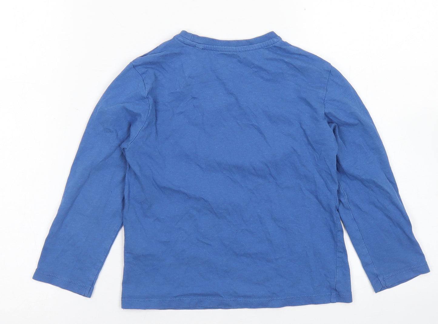 Primark Boys Blue  Cotton Basic T-Shirt Size 4-5 Years Crew Neck  - Dinosaur Basketball