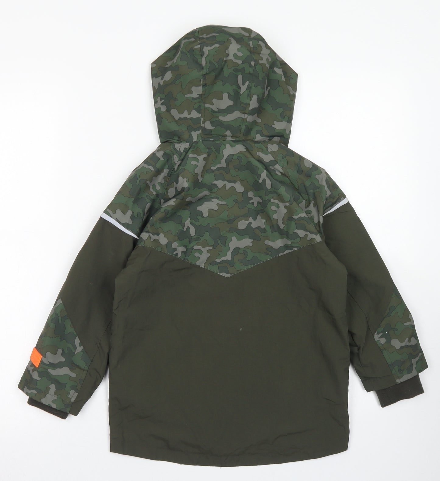 TU Boys Green Camouflage  Rain Coat Jacket Size 5-6 Years  Zip