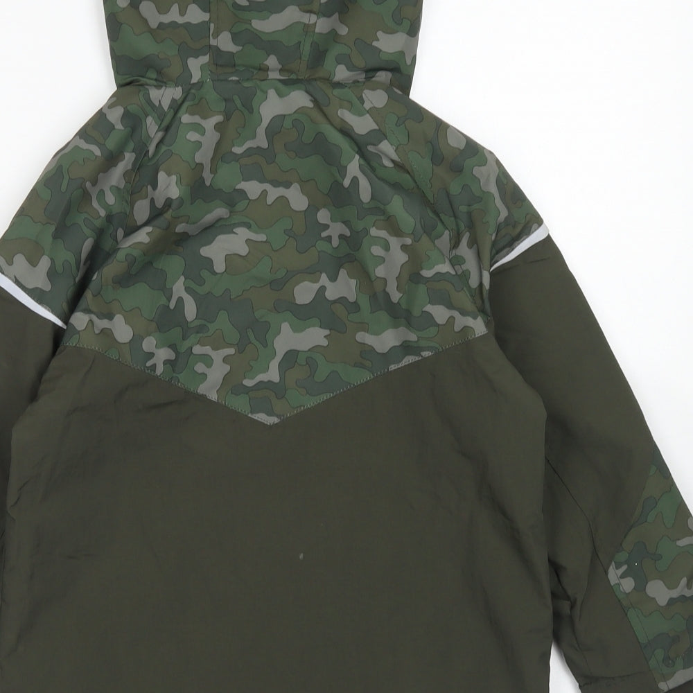 TU Boys Green Camouflage  Rain Coat Jacket Size 5-6 Years  Zip