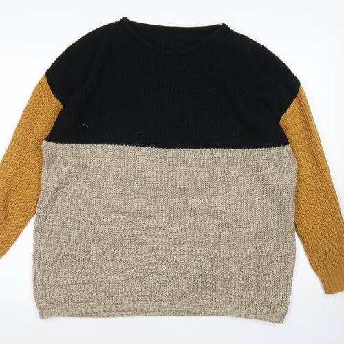 SheIn Womens Brown Crew Neck  Cotton Pullover Jumper Size M