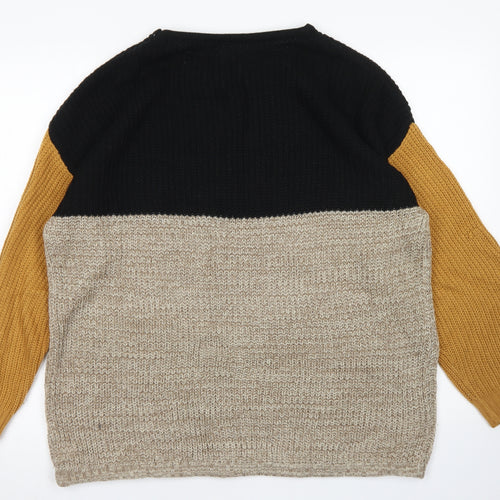 SheIn Womens Brown Crew Neck  Cotton Pullover Jumper Size M