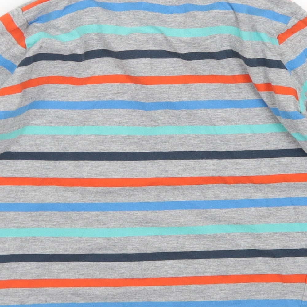 F&F Boys Grey Striped Cotton Basic Polo Size 6-7 Years Collared