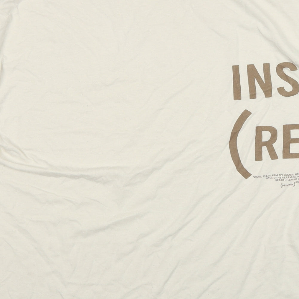 Primark Mens Beige  Cotton  T-Shirt Size XL Round Neck