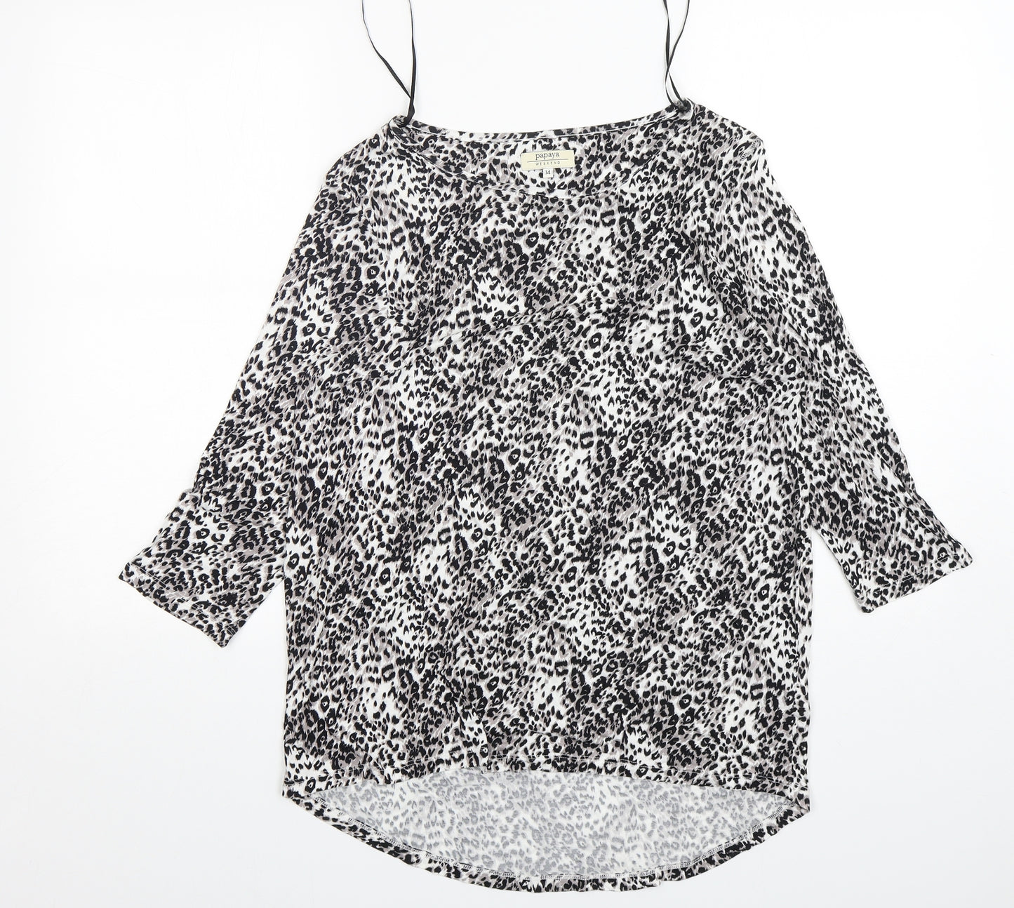 Papaya Womens Multicoloured Animal Print Viscose Basic T-Shirt Size 14 Round Neck