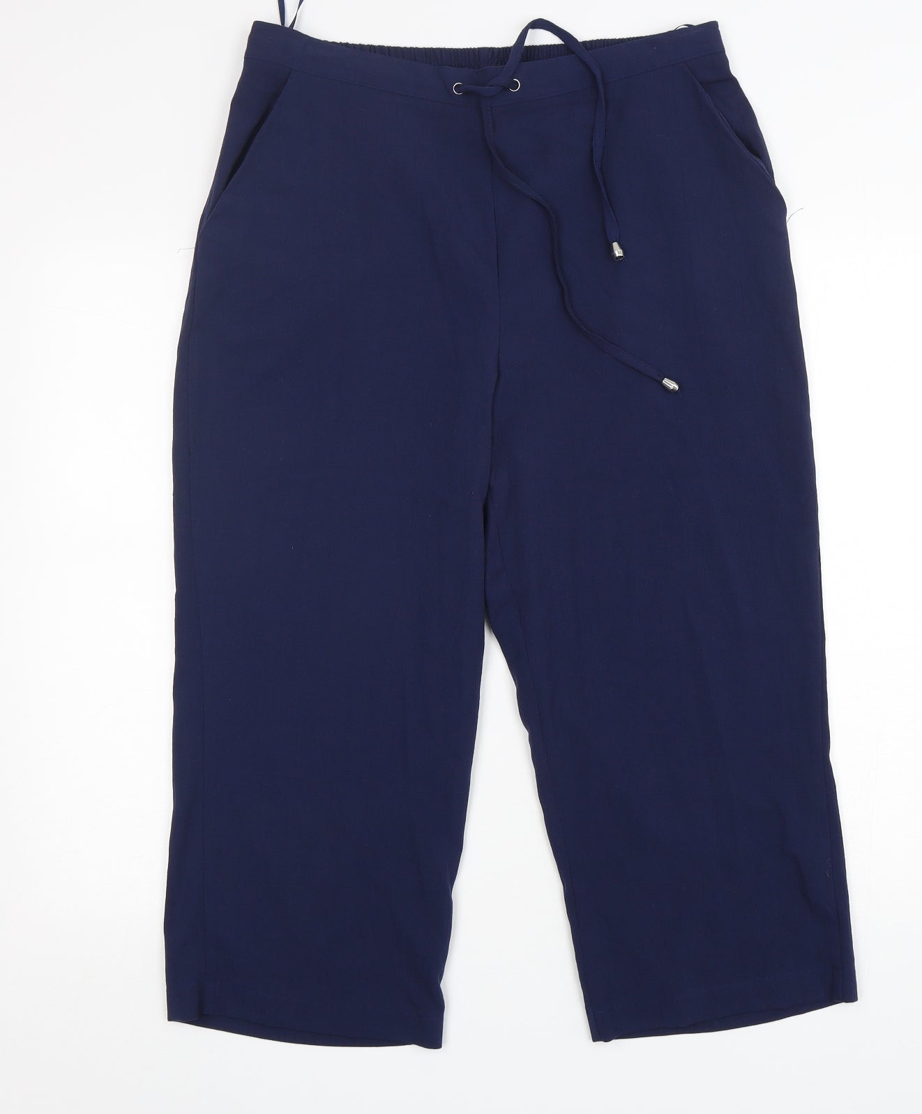 Bonmarché Womens Blue  Polyester Cropped Trousers Size 14 L23 in Regular