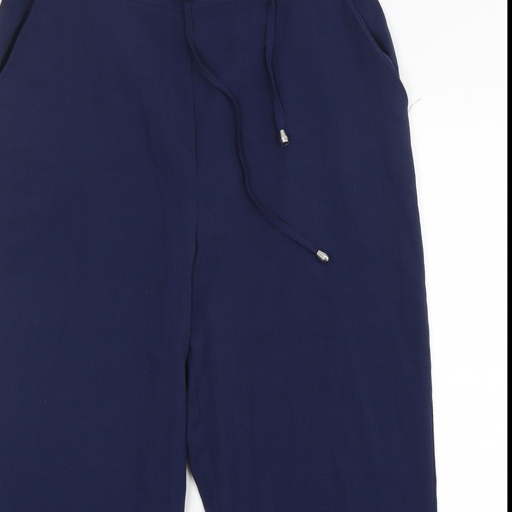Bonmarché Womens Blue  Polyester Cropped Trousers Size 14 L23 in Regular