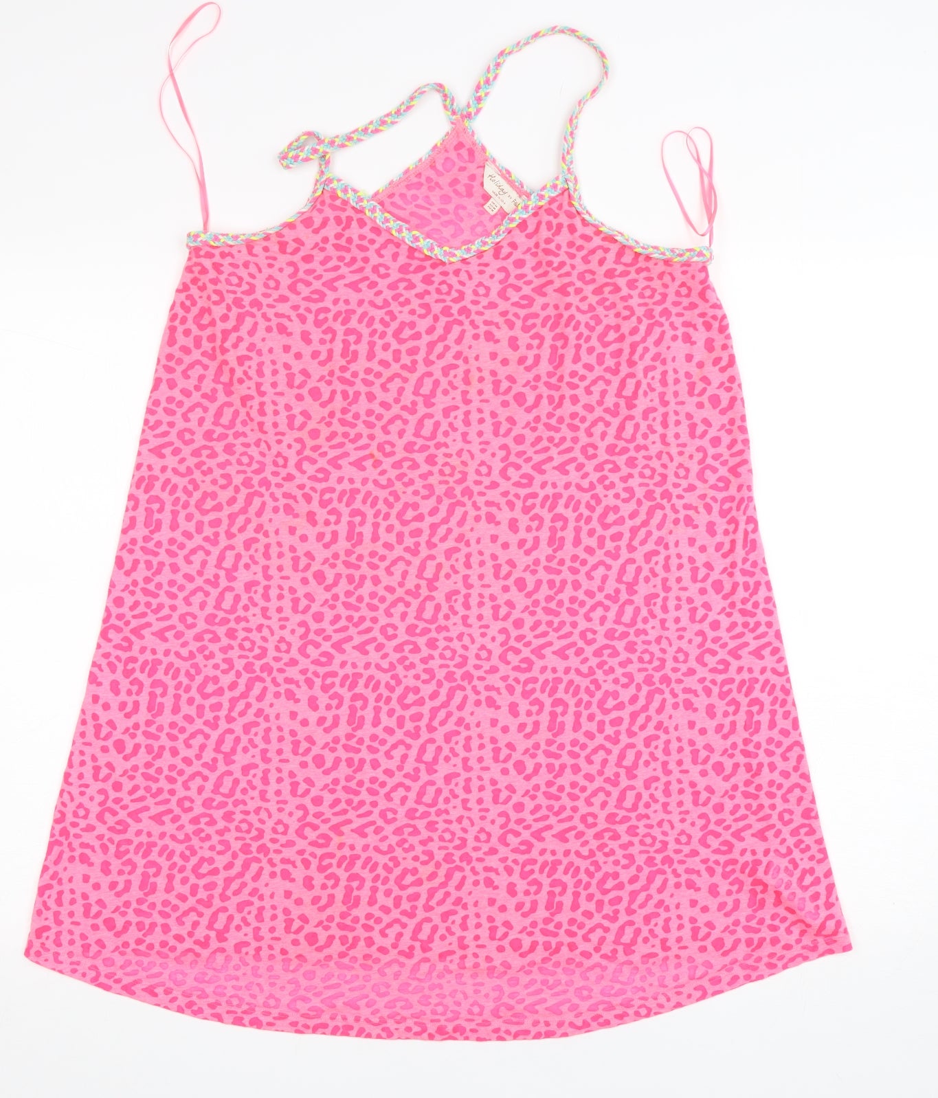 F&F Womens Pink Animal Print Cotton Basic Tank Size M V-Neck