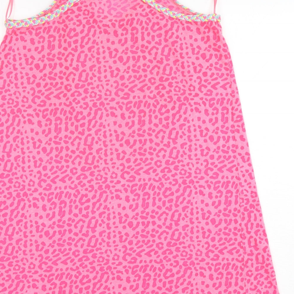 F&F Womens Pink Animal Print Cotton Basic Tank Size M V-Neck