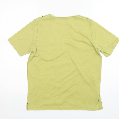 Marble Womens Green Floral Cotton Basic T-Shirt Size XS Round Neck