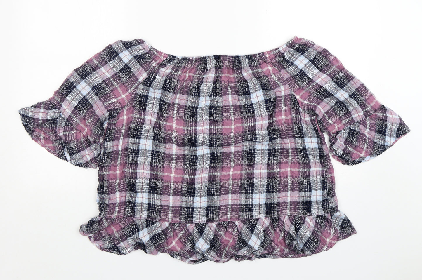 F&F Womens Multicoloured Plaid Viscose Tunic T-Shirt Size 20 Boat Neck