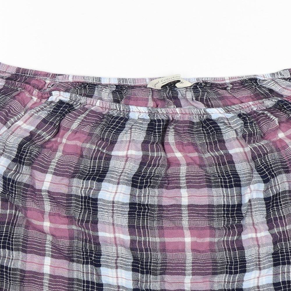 F&F Womens Multicoloured Plaid Viscose Tunic T-Shirt Size 20 Boat Neck