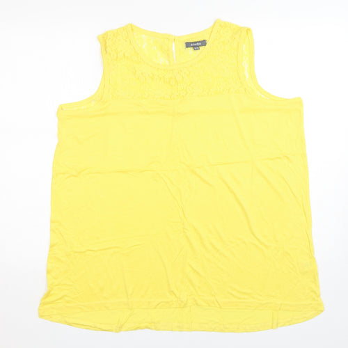 Studio Womens Yellow  Polyamide Basic Tank Size 16 Round Neck