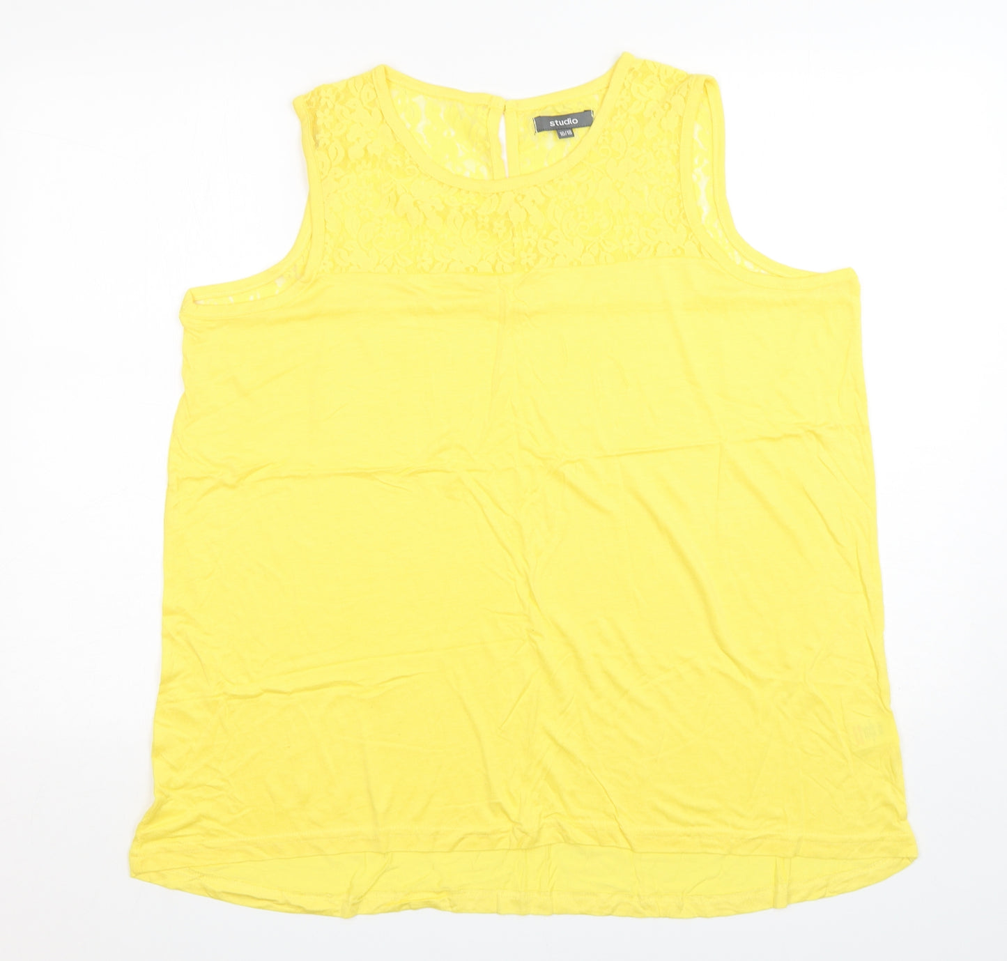 Studio Womens Yellow  Polyamide Basic Tank Size 16 Round Neck