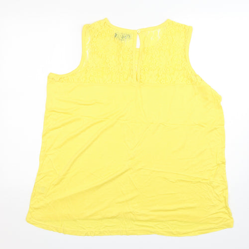 Studio Womens Yellow  Polyamide Basic Tank Size 16 Round Neck