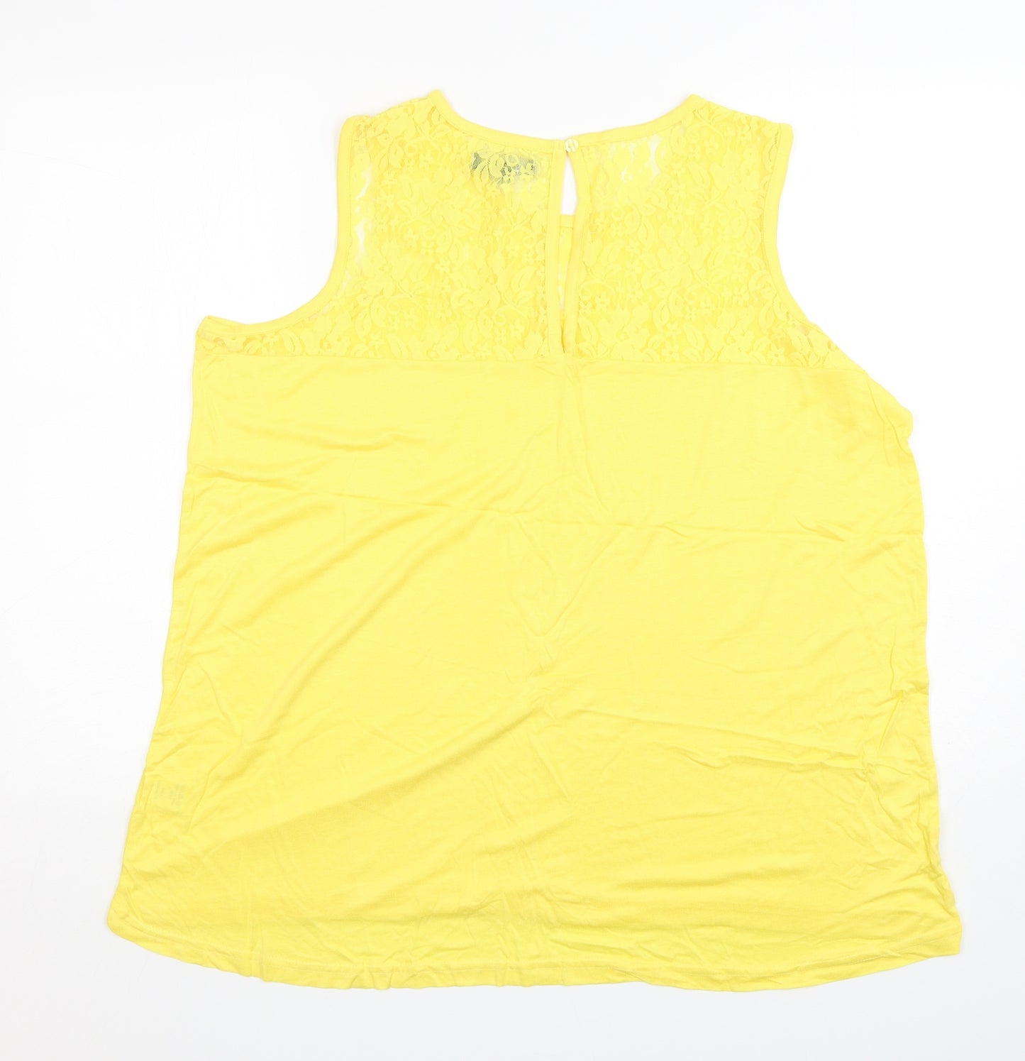 Studio Womens Yellow  Polyamide Basic Tank Size 16 Round Neck