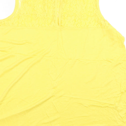 Studio Womens Yellow  Polyamide Basic Tank Size 16 Round Neck
