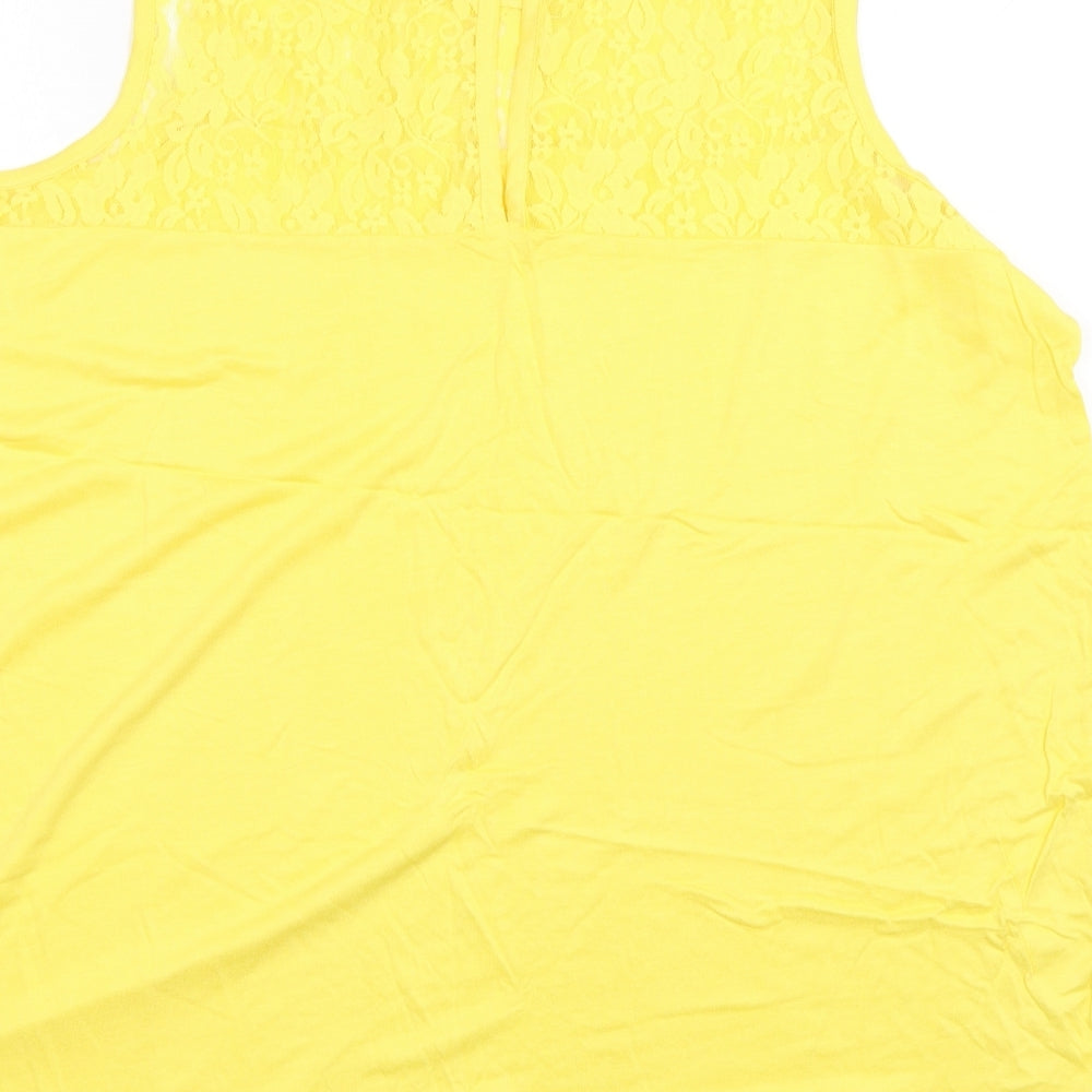 Studio Womens Yellow  Polyamide Basic Tank Size 16 Round Neck