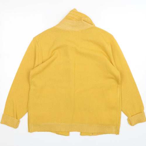 pure & natural Womens Yellow Round Neck Striped Acrylic Cardigan Jumper Size M   - Cardigan and Top All in One