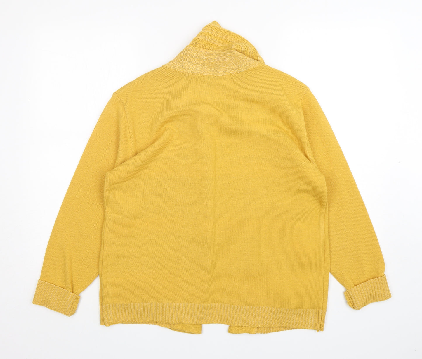 pure & natural Womens Yellow Round Neck Striped Acrylic Cardigan Jumper Size M   - Cardigan and Top All in One