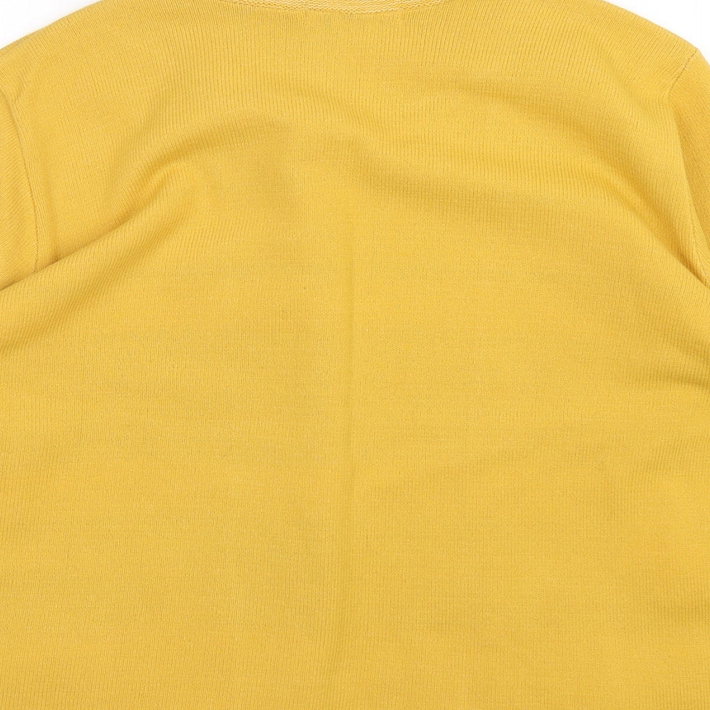 pure & natural Womens Yellow Round Neck Striped Acrylic Cardigan Jumper Size M   - Cardigan and Top All in One
