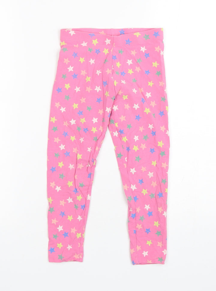 M&S Girls Pink Polka Dot Cotton Pyjama Pants Size 5-6 Years