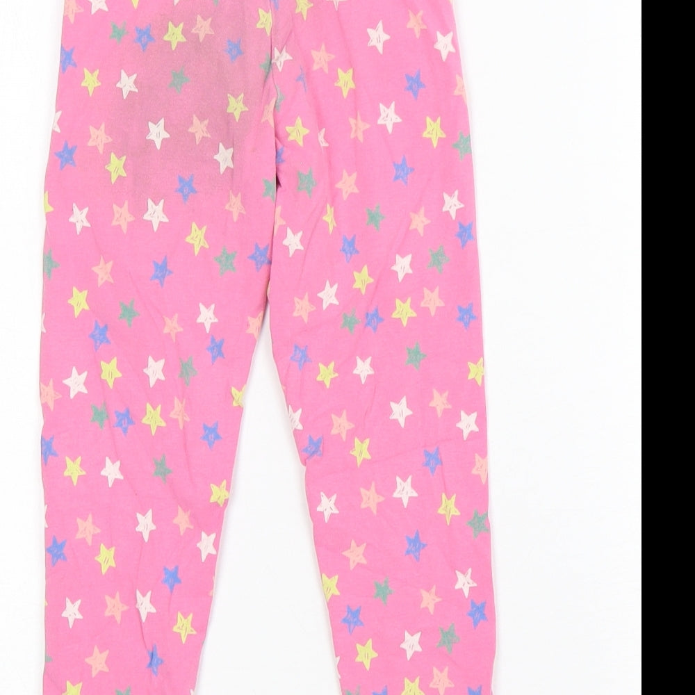 M&S Girls Pink Polka Dot Cotton  Pyjama Pants Size 5-6 Years