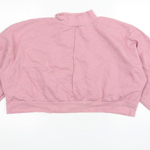 Boohoo Womens Pink  Cotton Pullover Sweatshirt Size L   - Cropped