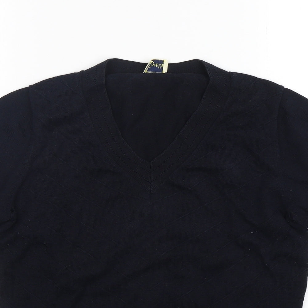 Viyella  Womens Blue V-Neck  Cotton Pullover Jumper Size S