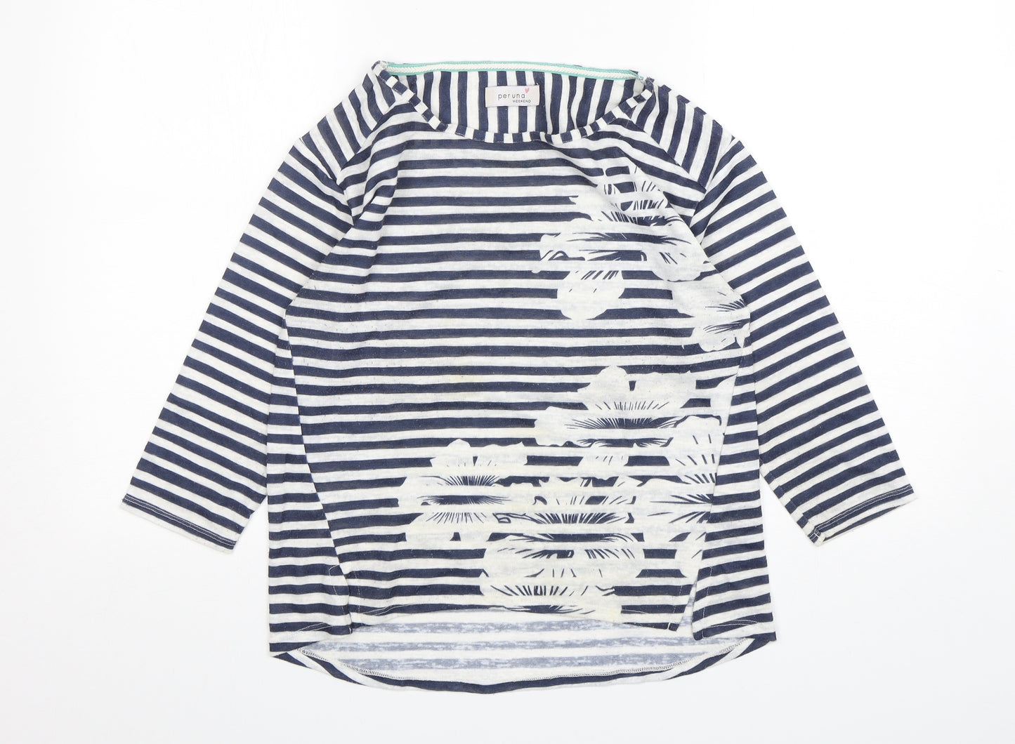 Per Una  Womens Multicoloured Round Neck Striped Polyester Pullover Jumper Size 10