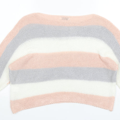Nina Murati Womens Multicoloured Round Neck Striped Acrylic Pullover Jumper Size S