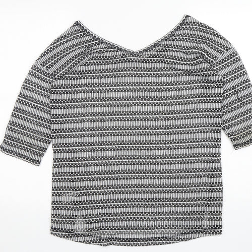 NEXT Womens Multicoloured V-Neck Argyle/Diamond Polyester Pullover Jumper Size 10