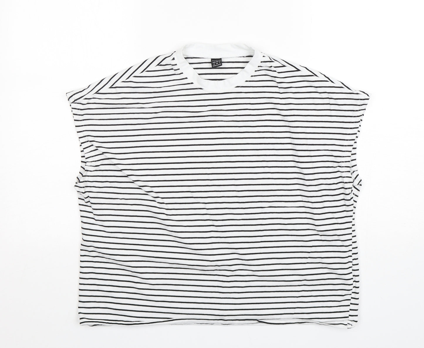 Shein  Womens Multicoloured Striped Cotton Basic Tank Size 8 Round Neck