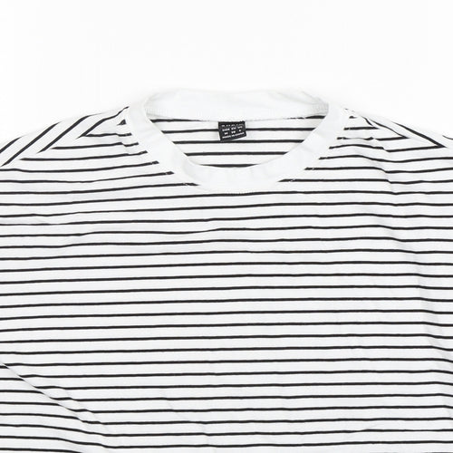 Shein  Womens Multicoloured Striped Cotton Basic Tank Size 8 Round Neck