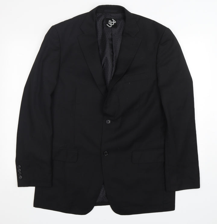 U&I Mens Black  Polyester Jacket Suit Jacket