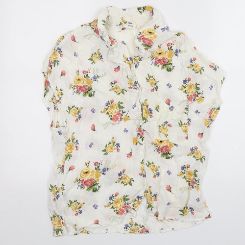 MNG Womens Multicoloured Floral Viscose Basic Button-Up Size L Collared