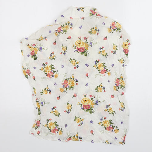MNG Womens Multicoloured Floral Viscose Basic Button-Up Size L Collared