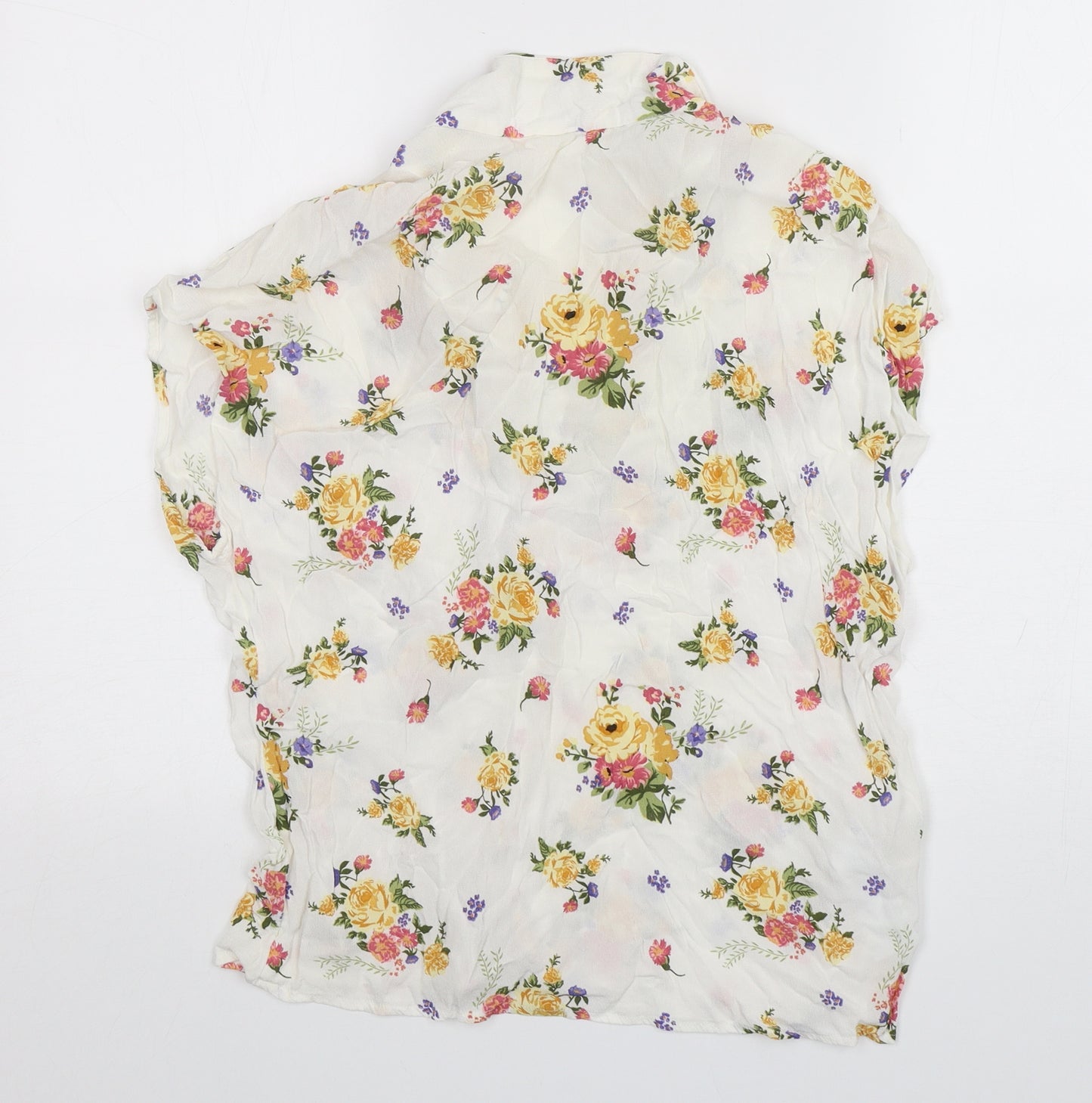MNG Womens Multicoloured Floral Viscose Basic Button-Up Size L Collared