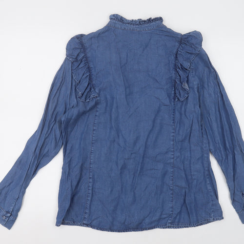 savida Womens Blue  Lyocell Basic Button-Up Size L Halter