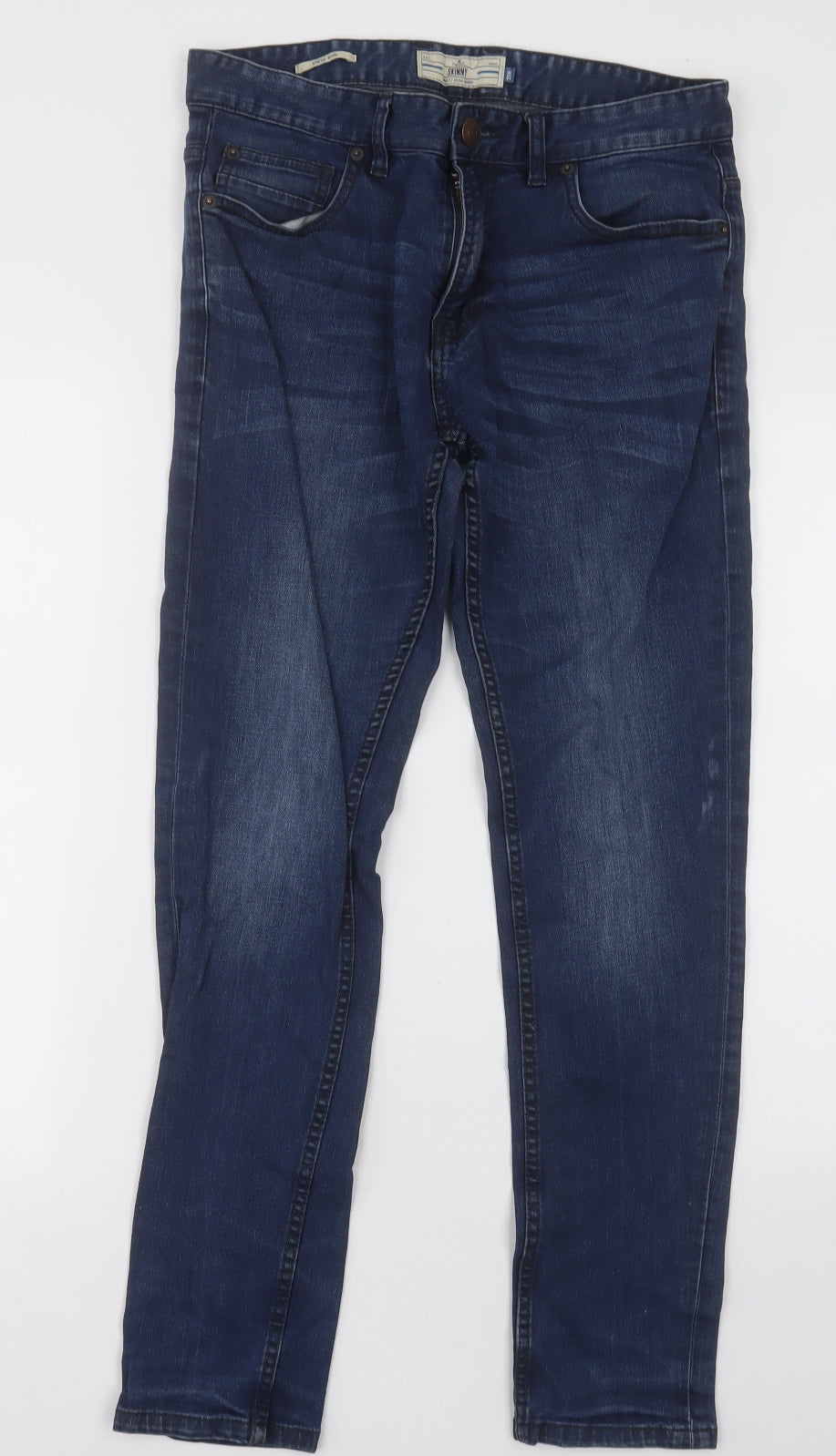 NEXT Mens Blue  Cotton Straight Jeans Size 32 L31 in Regular Button