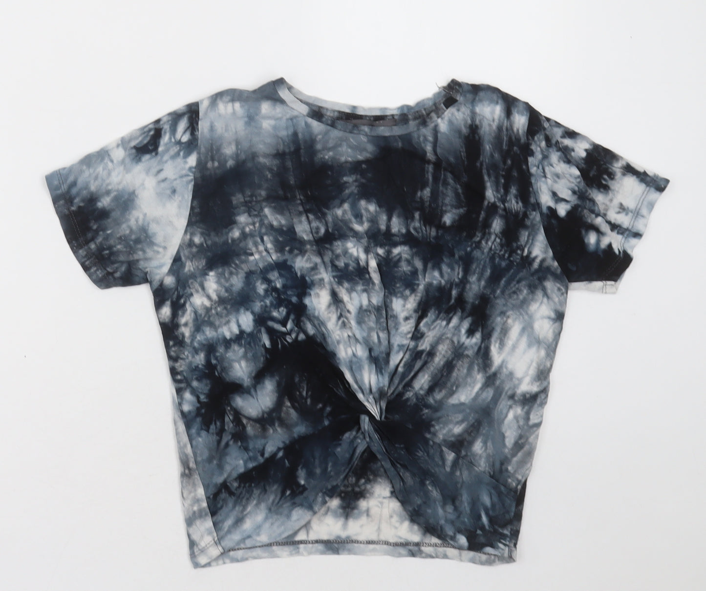 Primark Womens Blue  Viscose Cropped T-Shirt Size 4 Crew Neck - ombre pattern