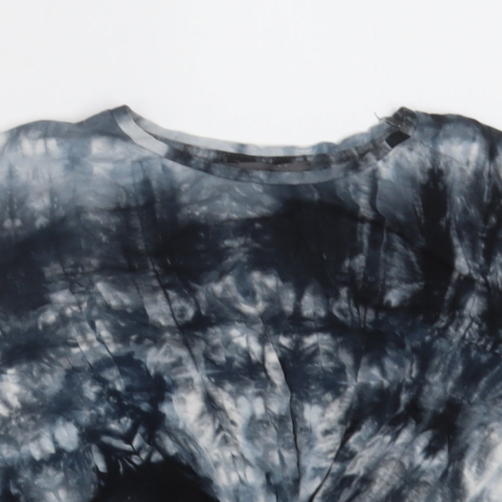 Primark Womens Blue  Viscose Cropped T-Shirt Size 4 Crew Neck - ombre pattern