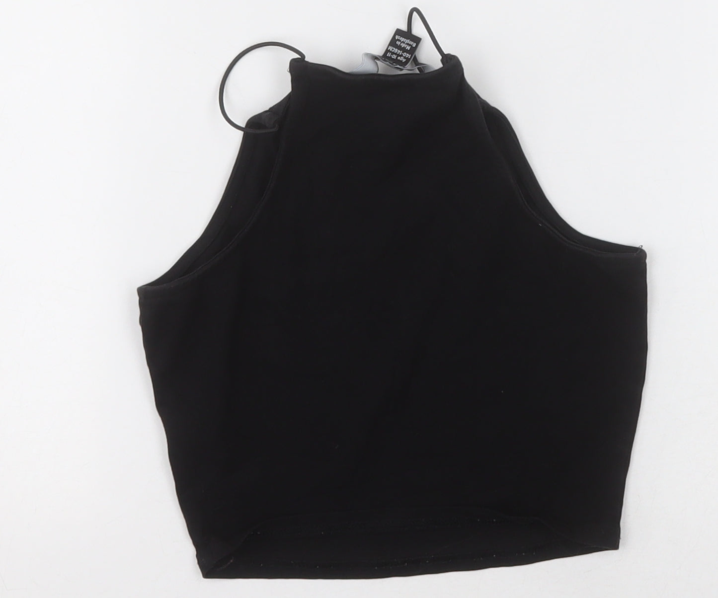 New Look Girls Black  Cotton Cropped Tank Size 10-11 Years Square Neck Pullover