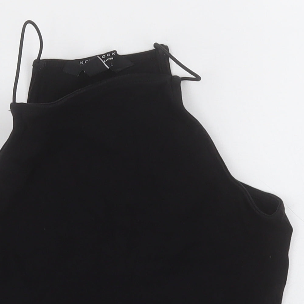 New Look Girls Black  Cotton Cropped Tank Size 10-11 Years Square Neck Pullover