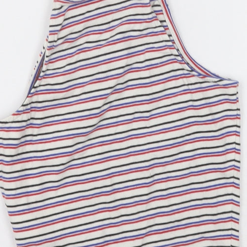 New Look Girls White Striped Cotton Cropped Tank Size 10-11 Years Square Neck Pullover
