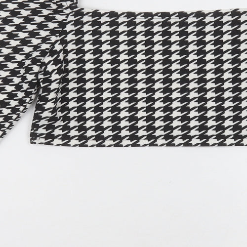 SheIn Womens Black Herringbone Polyester Cropped Blouse Size XS Square Neck