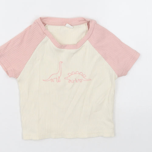 SheIn Girls Pink  Cotton Cropped T-Shirt Size 14 Years Crew Neck Pullover