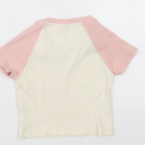 SheIn Girls Pink  Cotton Cropped T-Shirt Size 14 Years Crew Neck Pullover