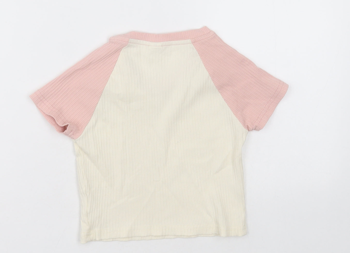 SheIn Girls Pink  Cotton Cropped T-Shirt Size 14 Years Crew Neck Pullover