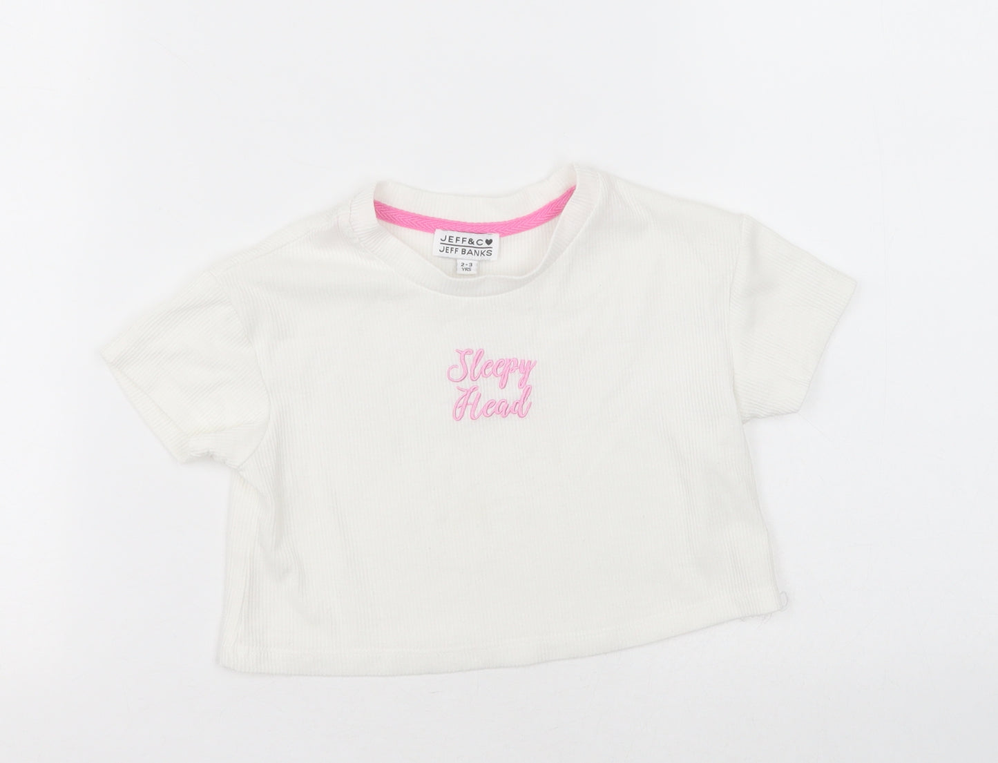 jeff & co Girls White  Cotton Cami Pyjama Top Size 2-3 Years  Pullover - Sleepy Head
